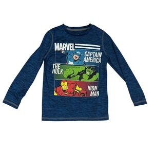 Marvel Jumping Beans Performance Captain America Hulk L/S Shirt Blue Boys Size 7